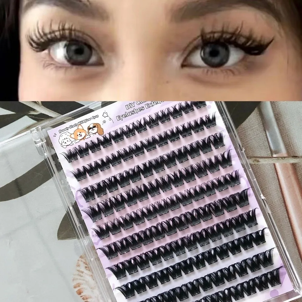 10/20/32Rows Curvature D Dense Grafted False Eyelashes 12-16MM Mixed Length Thick Grafting Fake Eyelashes Makeup Natural