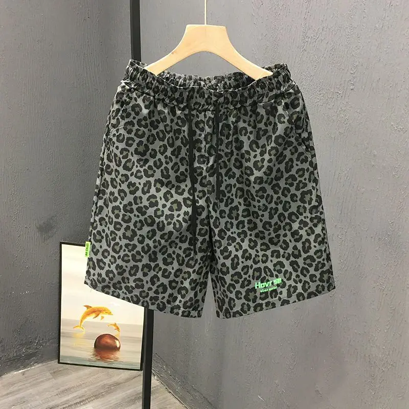 

Men's Leopard Print Shorts Plus Size Summer Lightweight Beach Shorts Vintage Streetwear Casual 5 Inch Inseam