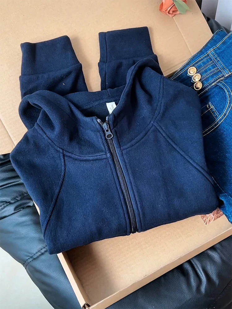 

Korean Sle Hooded Zipper Sweatirt Jaet plus Size Faionable Slimming Versatile Top Winter 2025 New Arrival Spor