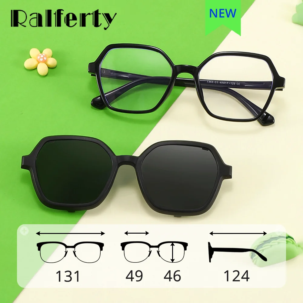 Ralferty 2025 Kids Sunglasses Child Polarized UV400 TR90 Hexagon Glasses Clip On Eyeglasses Myopia Prescription Frame Girls Boys