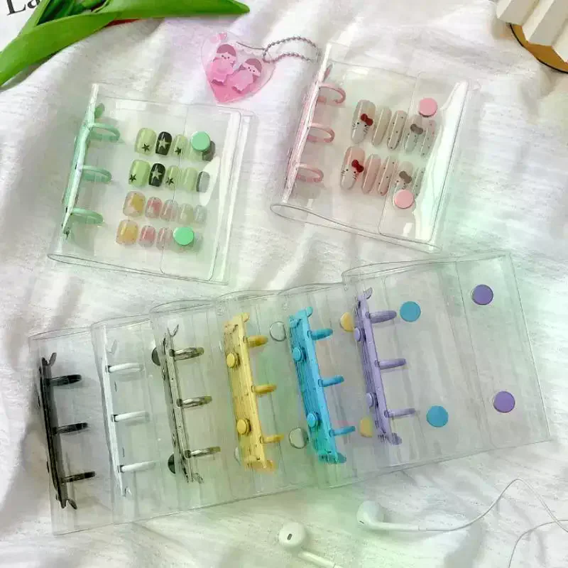 /JCS/Art Piece Fake Nail Storage Book Double Buckle 3 Holes Card Clip Display Board DIY Simple Album Storage Book Nail