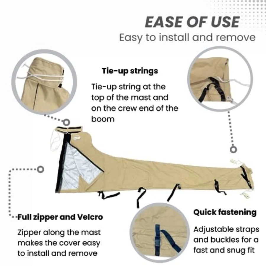 مقاوم للماء غطاء بوم المنشار الثقيلة 600D المراكب الشراعية غطاء المنشار الأشعة فوق البنفسجية حماية الطقس مقاومة للقوارب مع بوم طول #5