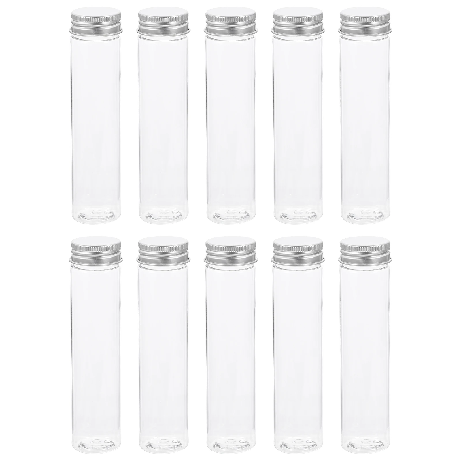 

10 PCS Glass Flat Bottom Test Tube Tubes Container Reusable Clear Plastic with Caps