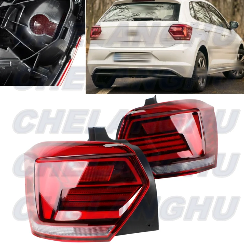 For VW Polo 2018 2019 2020 2021 2022 2023 Pair Left+Right Tail Light Rear Brake Lamp Without Bulbs 2G0945095 2G0945096B