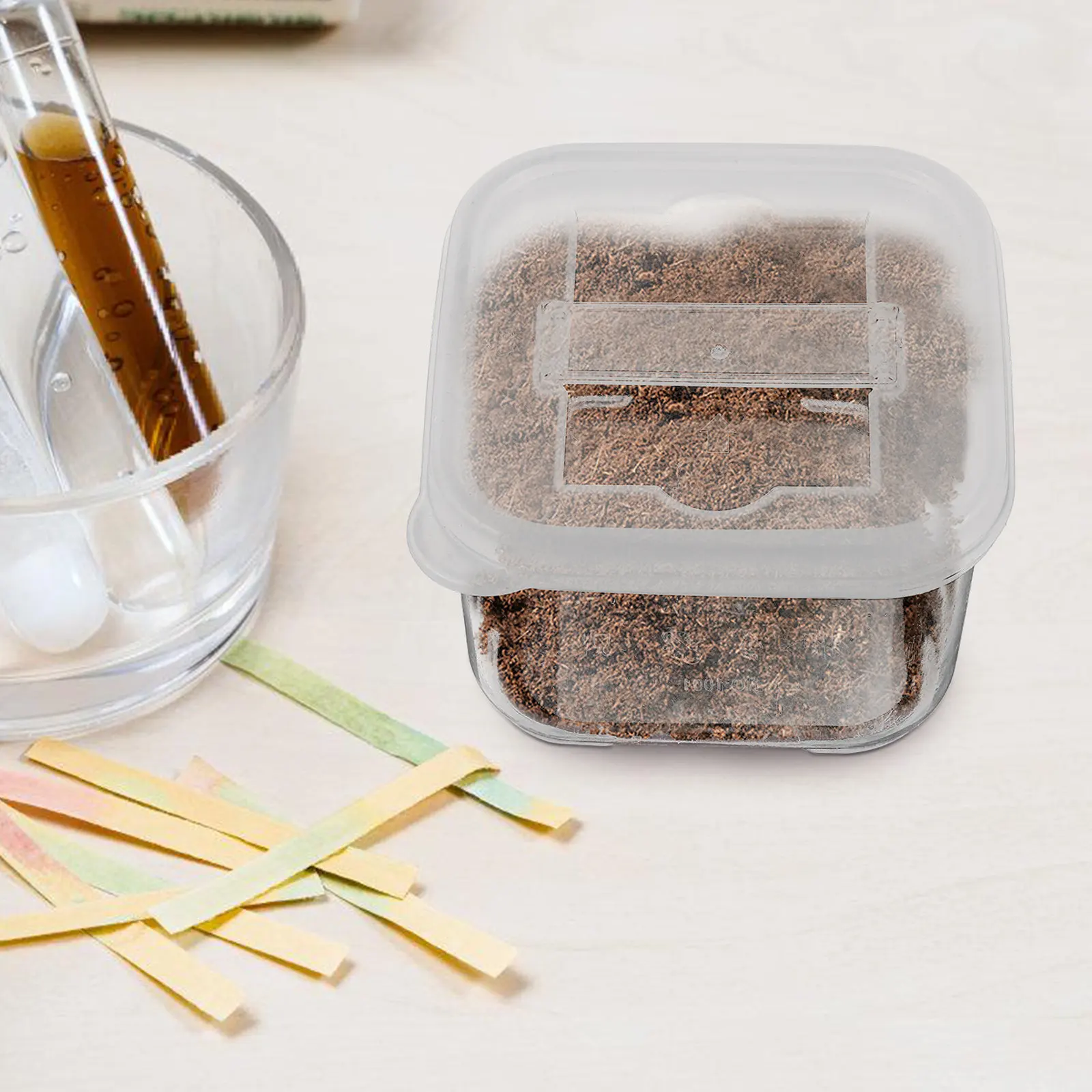 4Pcs Lab Sampling Containers Mini Clear Storage Boxes with Lid Label Clip for Food Soil Samples and Organization
