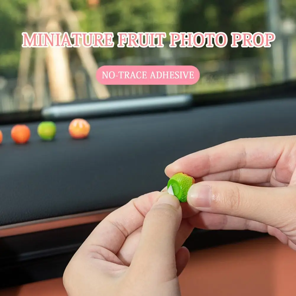 5Pcs Car Ornaments Cute Mini Rearview Mirror Console Realistic Resin Orange Decorations Fruit Props for Car Interior 미니카 백미러 장식