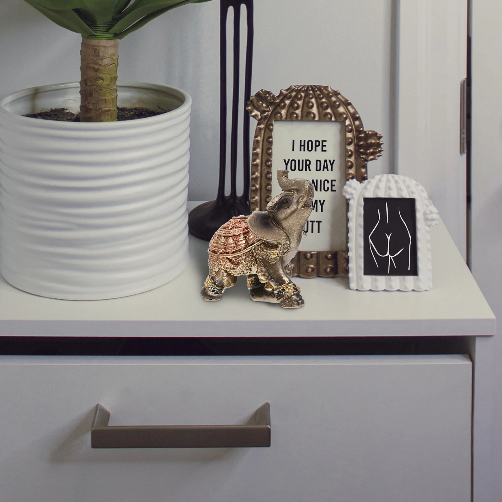 

Elephant Statue Resin Vintage Desktop Decor Fortune Home Ornament Indoor Living Room Decoration Elephant Statue