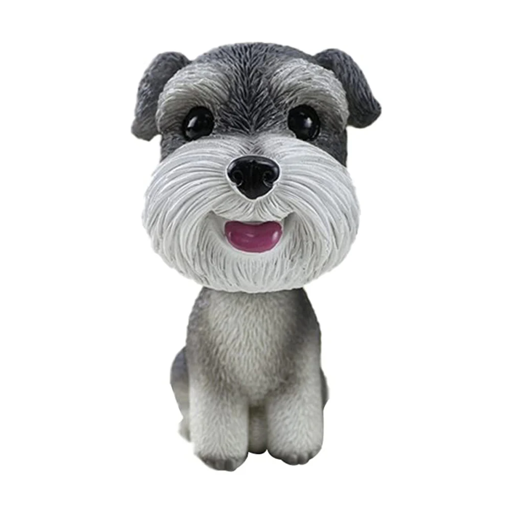 Dog Bobblehead Schnauzer Mini Figurine Bobble Head Dogs Car Dash Ornament Cute Shaking Head Nodding Dog Puppy Figurine for Car