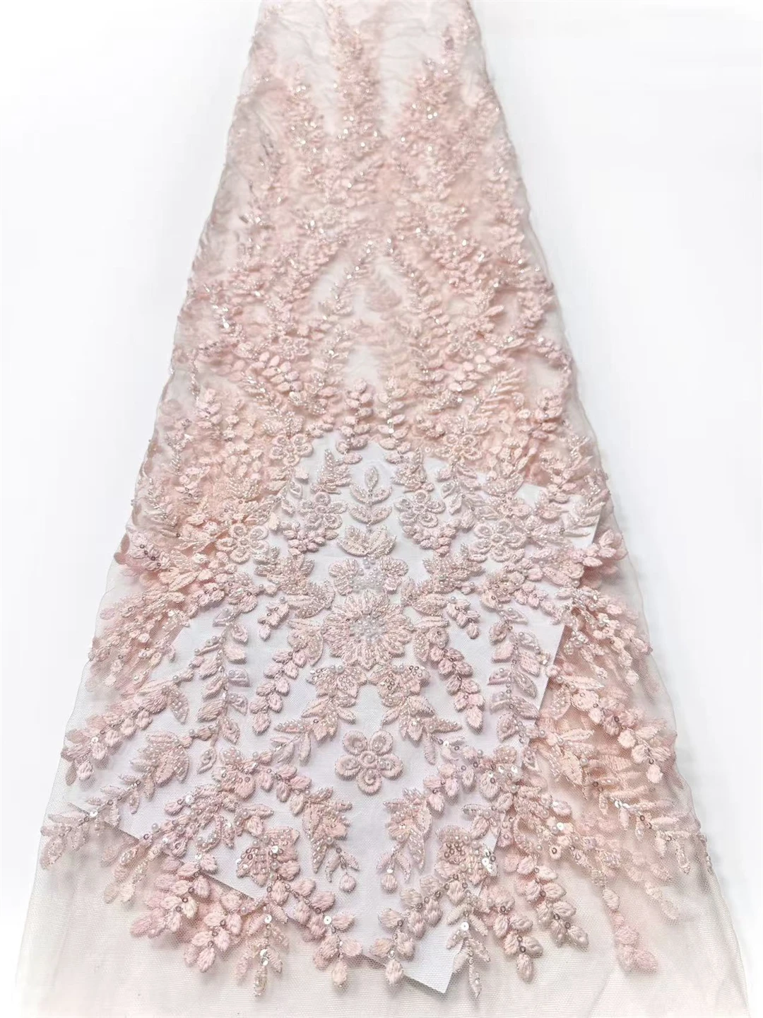 قماش دانتيل أفريقي 5 ياردات، قماش دانتيل شبكي مطرز من قماش الجاكار النيجيري مع خرز وترتر لخياطة فستان الحفلات