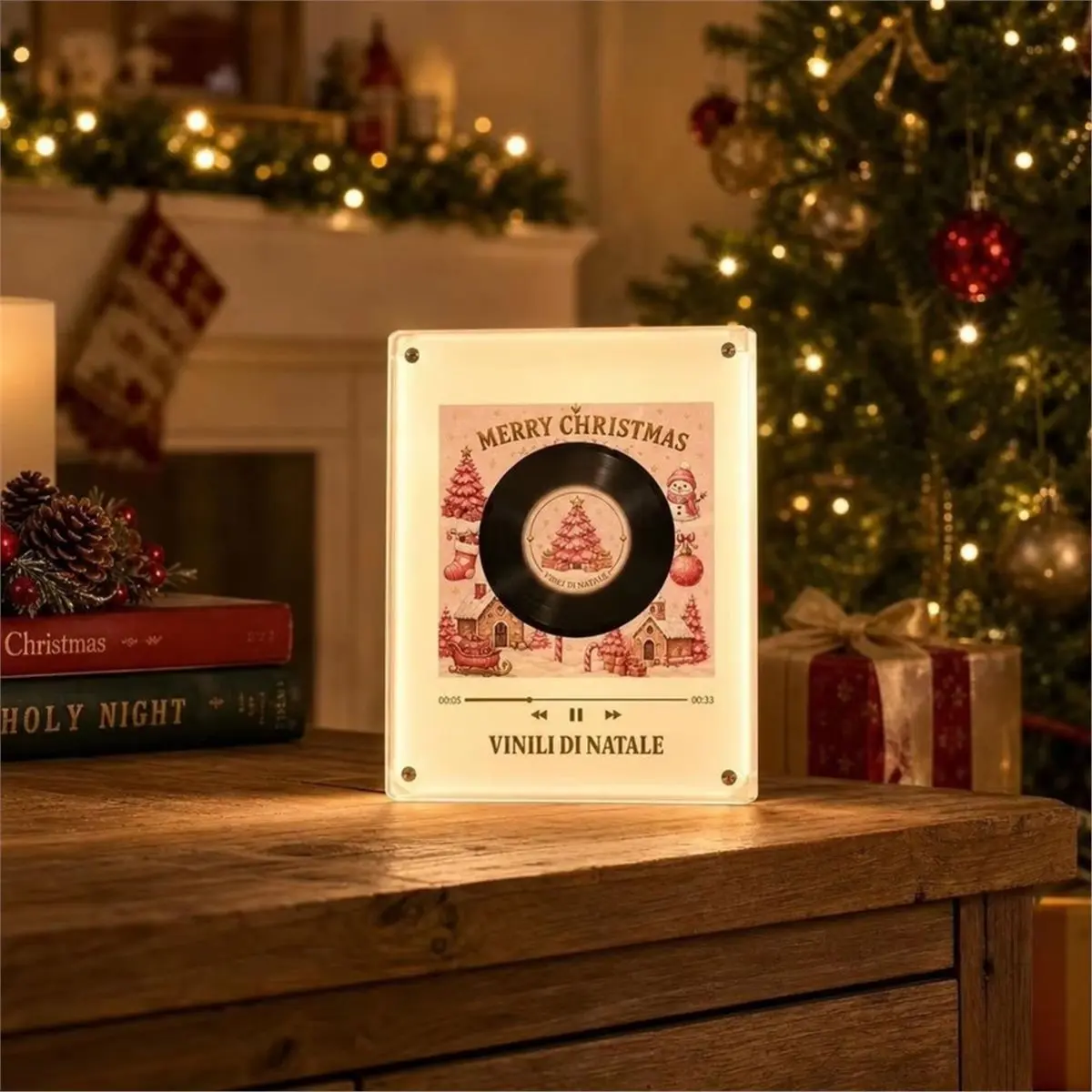 Christmas NFC Sensing Song Player Automatic Singing Refrigerator Magnetic Sticker Acrylic Rotary Disc Machine Gifts