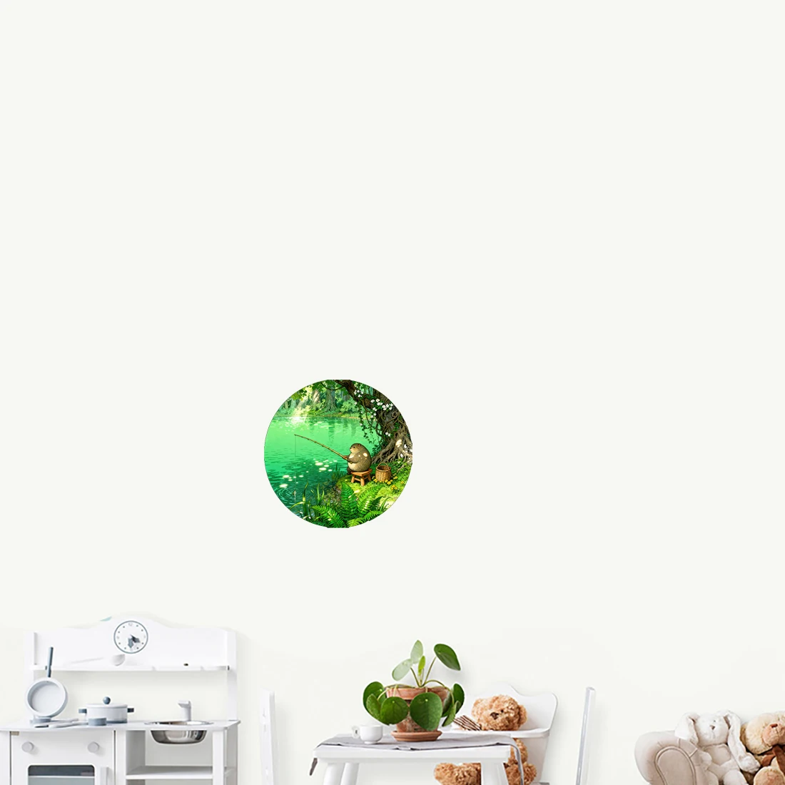 Three Ratels CD119 Fairy tale style jungle elf fishing wall stickers for children's bedroom decoration