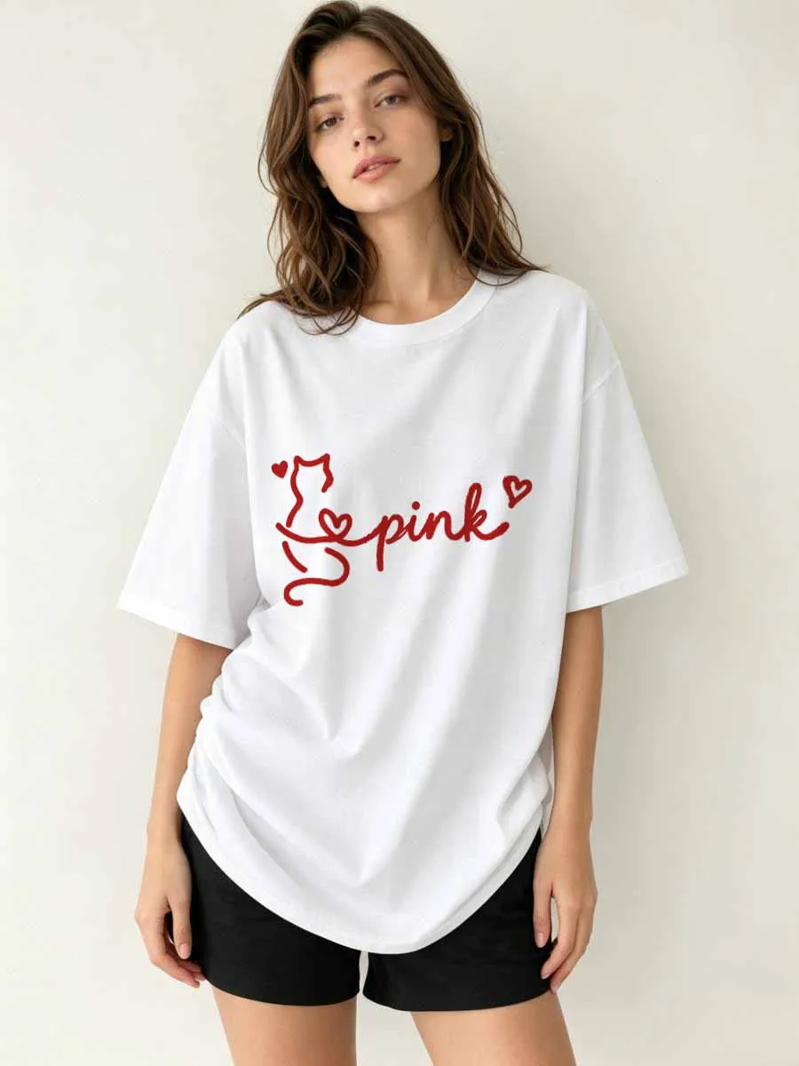 T-shirts Conquer Goal pour femmes en coton à manches courtes, mode estivale décontractée, style streetwear hip-hop urbain, imprimé graphique motivant, coupe ample 2026