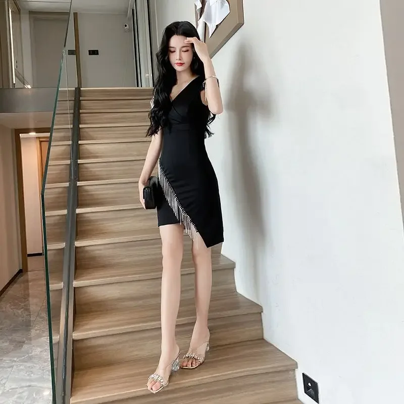 Tight Corset Short Sleeve Woman Dress Night Club Sexy Coquette Black Bodycon Dresses for Women Mini Elegant and Pretty A Line