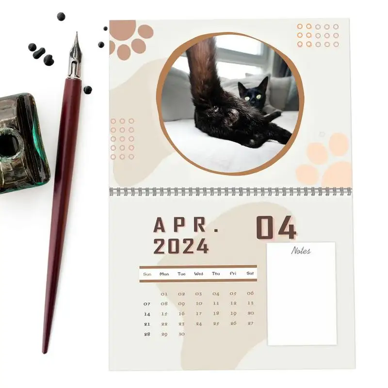 2024 Funny Cat Butt Wall Calendar Exquisite Pattern Full Page Months Thick Sturdy Paper Cat Butthole Calendar Planner