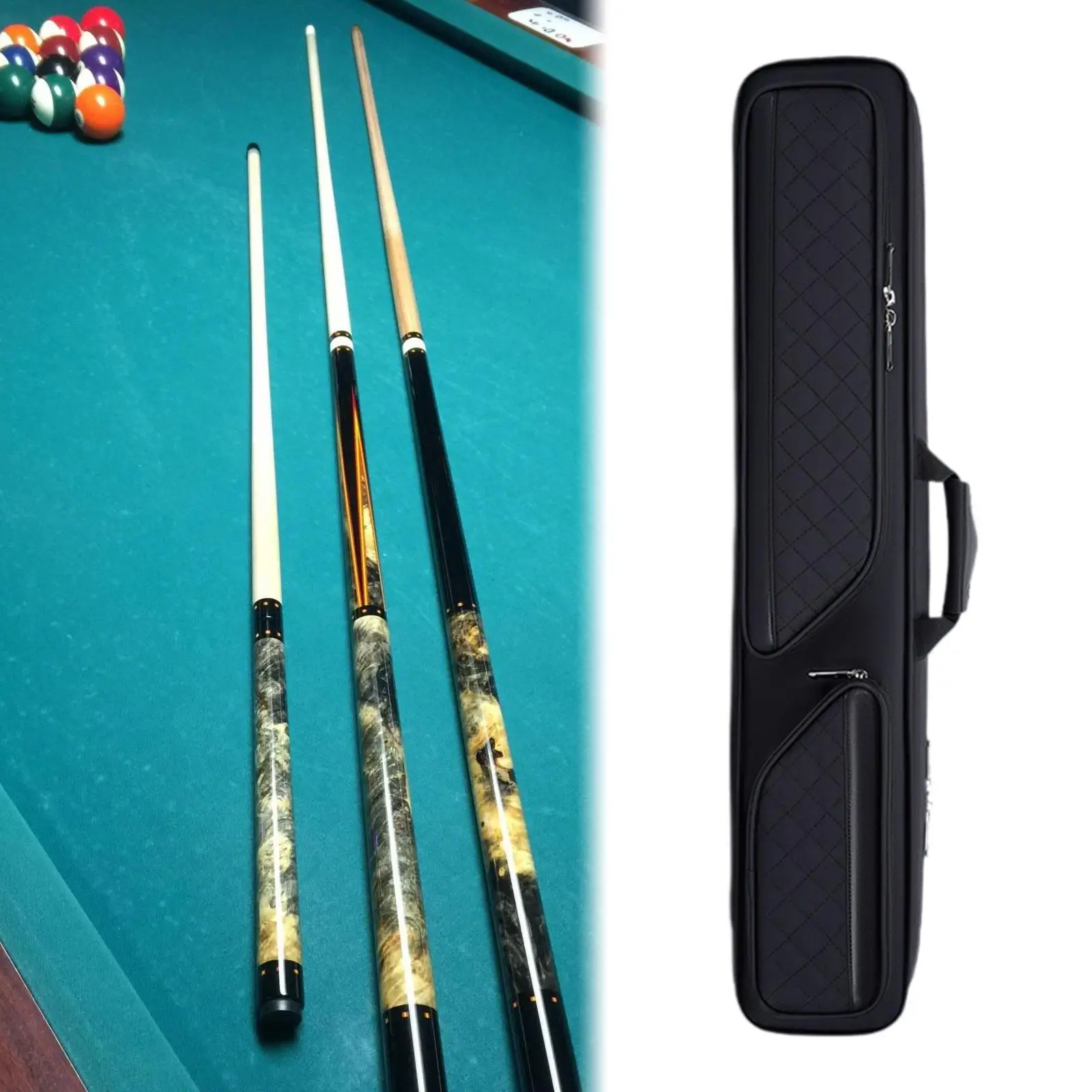 

Pool Cue Carrying Case 1 2 Club Bag Snooker Stick Accessory Organizer with Zipper for Billiard Cues Maintenance