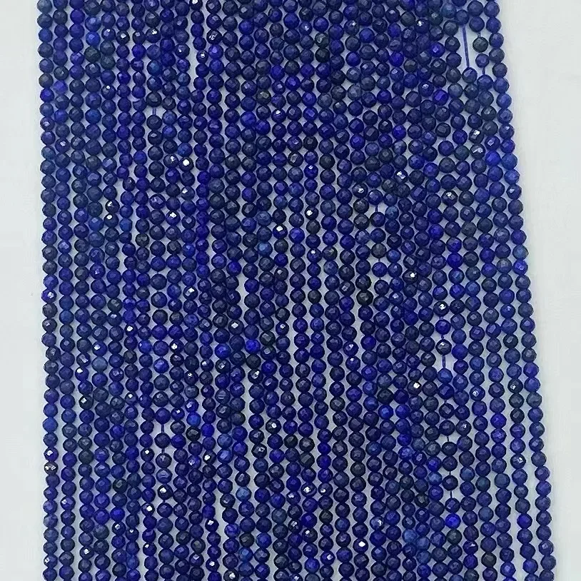 Natural Afghan Lapis Crystal Round Facted Loose Beads 38cm Women Fashion Jewelry DIY Bracelet Necklace Accessories Trendy Chic