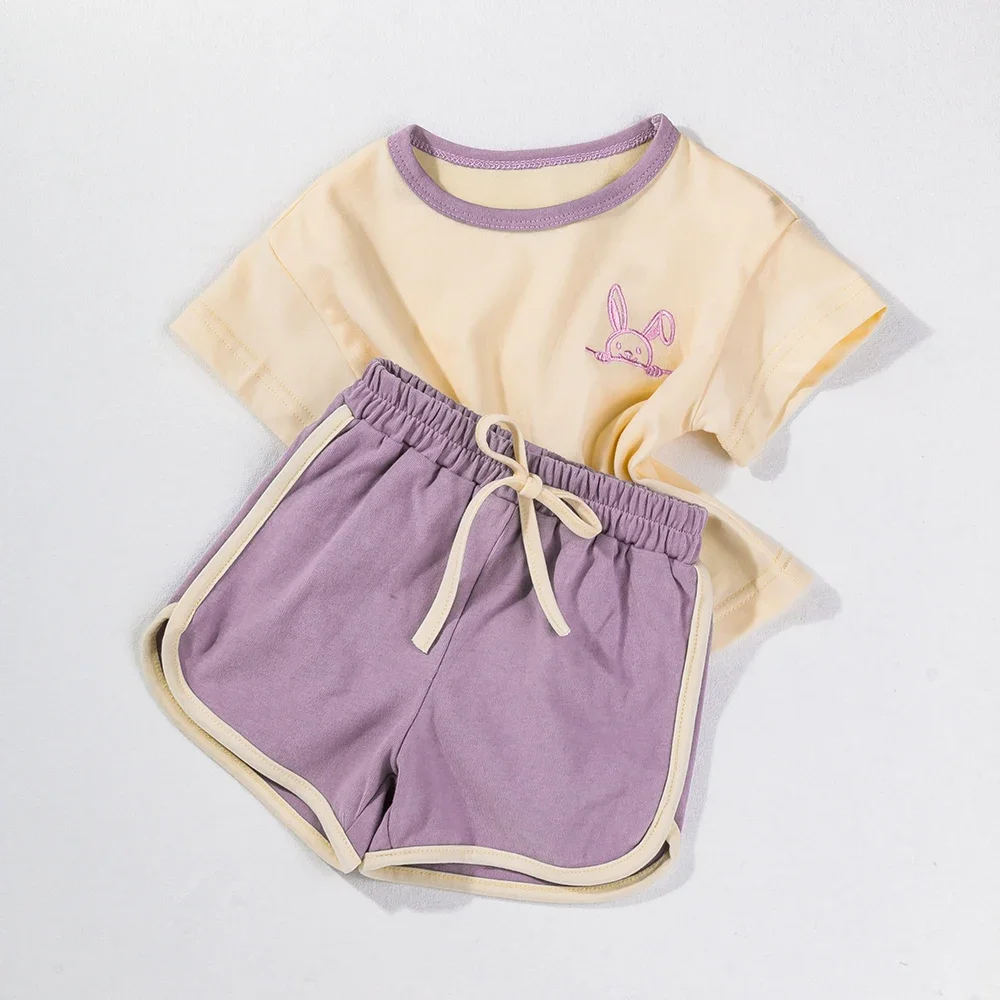 Summer New Toddler Girl Tracksuits 2pcs Casual Baby Clothing Suits Short Sleeve T-shirt Shorts Children Clothes Girls Outfits