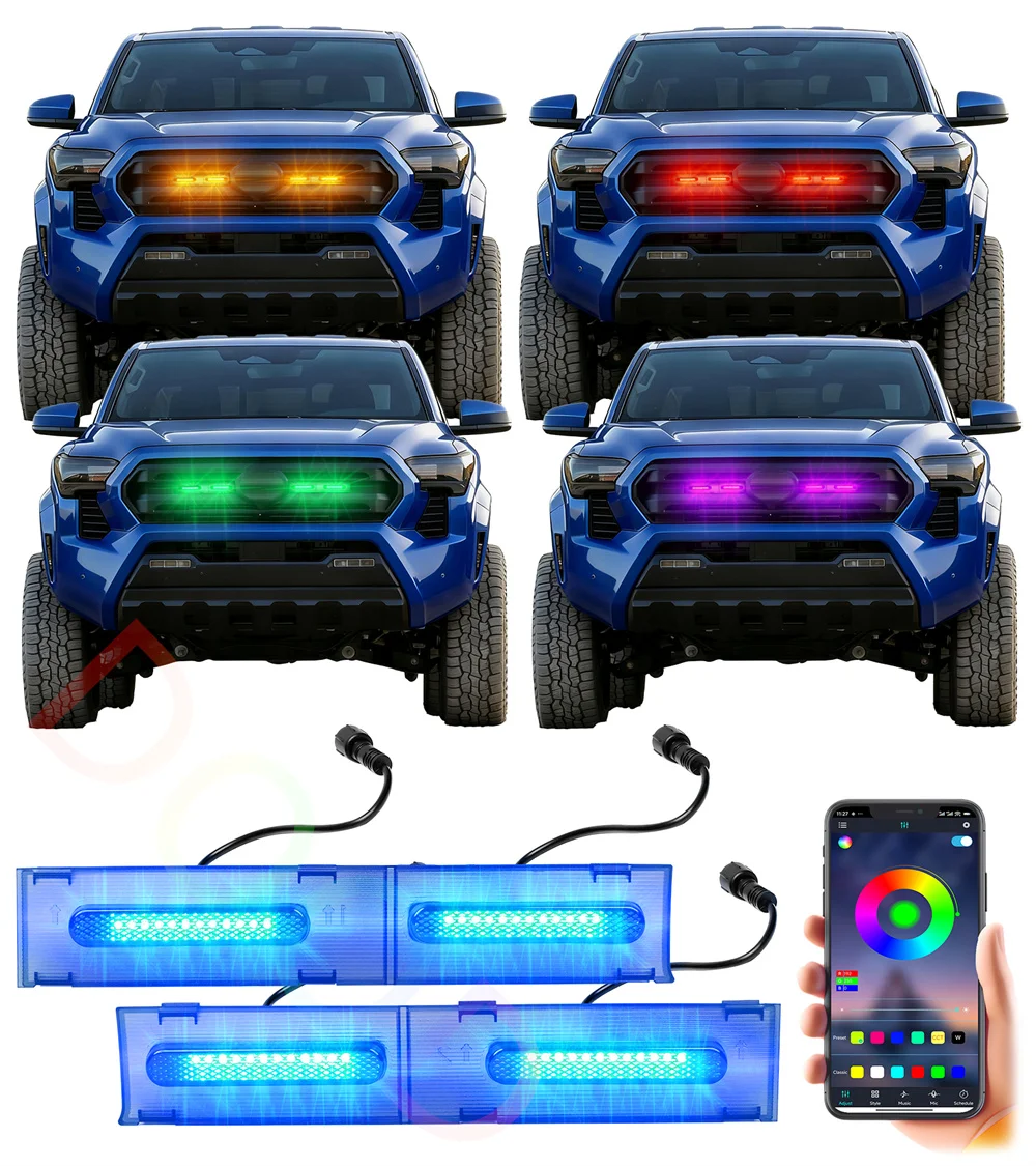 

Светодиодные решетки радиатора с RGB-подсветкой для Toyota Tacoma SR SR5 2024 2025 2026, аксессуары для решетки радиатора из ABS-пластика.