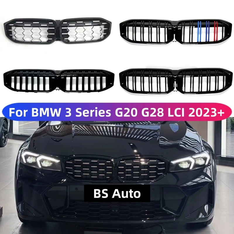 

For BMW 3 Series G20 G28 LCI 2023 2024 Front Bumper Hood Kidney Grill Racing Grilles Replacement Black Diamond Meteor Style