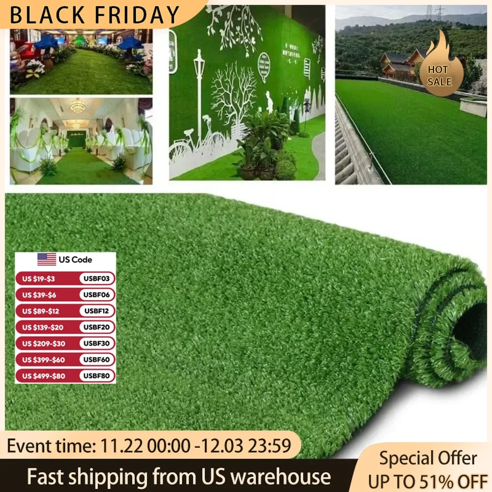 

Artificial Grass Turf 7FTX12FT, Indoor Outdoor Balcony Garden Pet Fake Grass Rug Turf Mat, Carpet with Drainage HolesFaux Grass