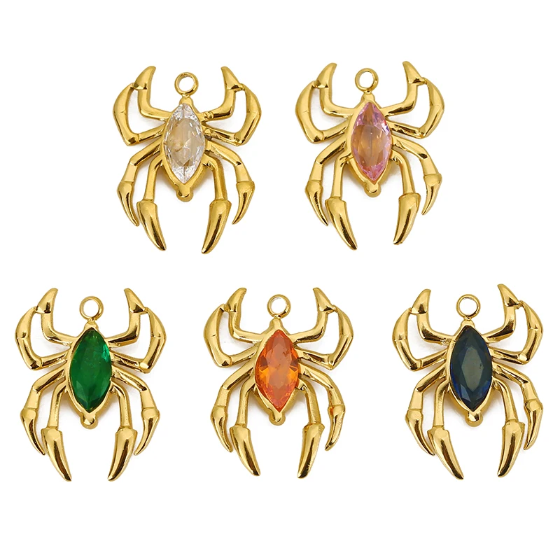

3pcs Stainless Steel 3A Oval Zircon Spider Charms for DIY Earring Necklace Bracelets Pendant Jewelry Making Accessories Finding