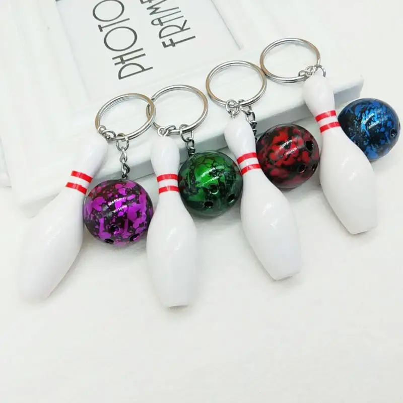 10 Pieces Creative Bowling Keychain Gift Bag Pendant Car Keyring Accessories Festival Gift for Father Partner