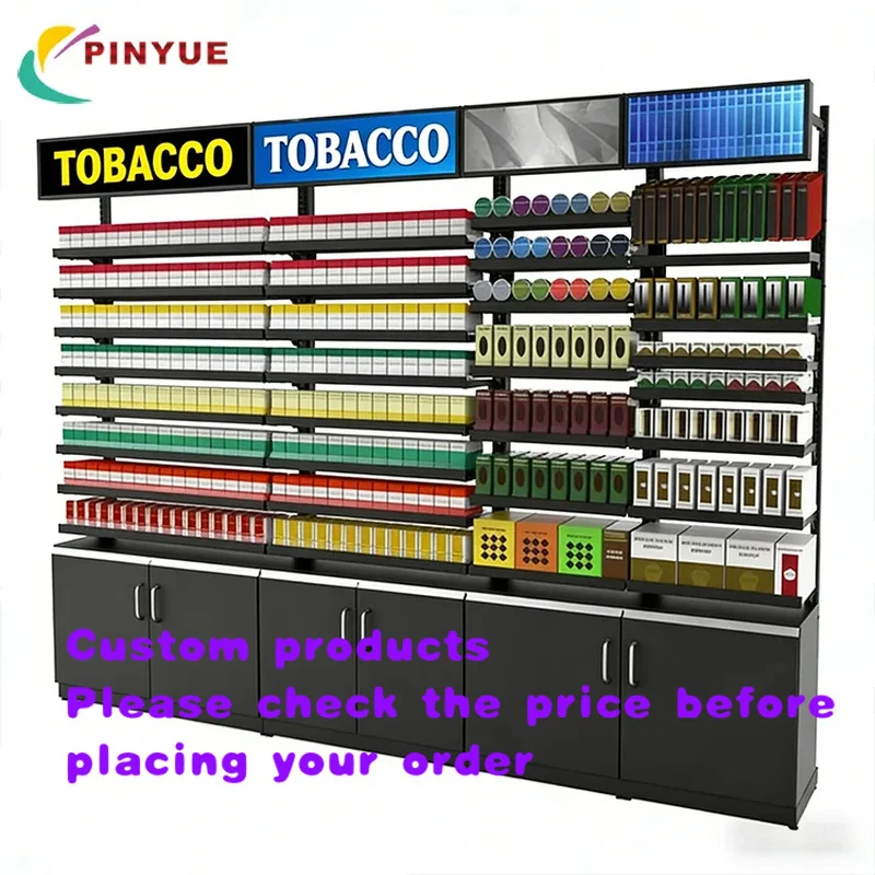 custom.Custom Rotating Display Rack LED Lighting Lockable Storage Cabinets Multi-Tier Retail Display Shelves Cigaret