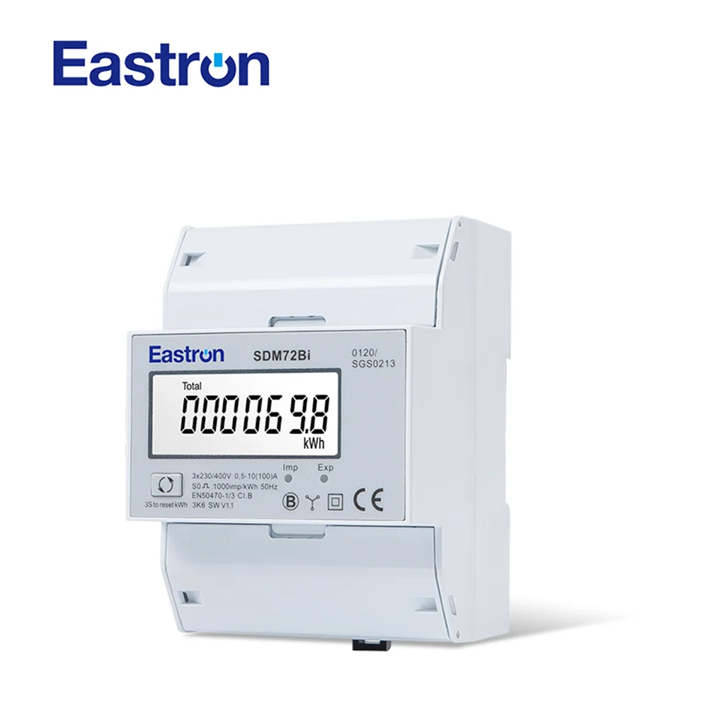 Imagem -03 - Medidor de Energia de Fios da Fase Reinicializável Kwh Bidirecional Saída de Pulso Medidor de Trilho do Ruído da Versão Intermediária Sdm72bi 10100 a 220 230v
