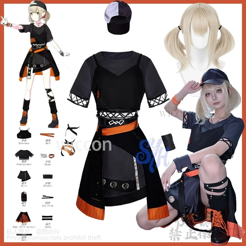 

Azusawa Kohane CR ZY Game Project Sekai Colorful Stage Cosplay Anime Costume Orange Punk Dress Lolita Hat Halloween Customized