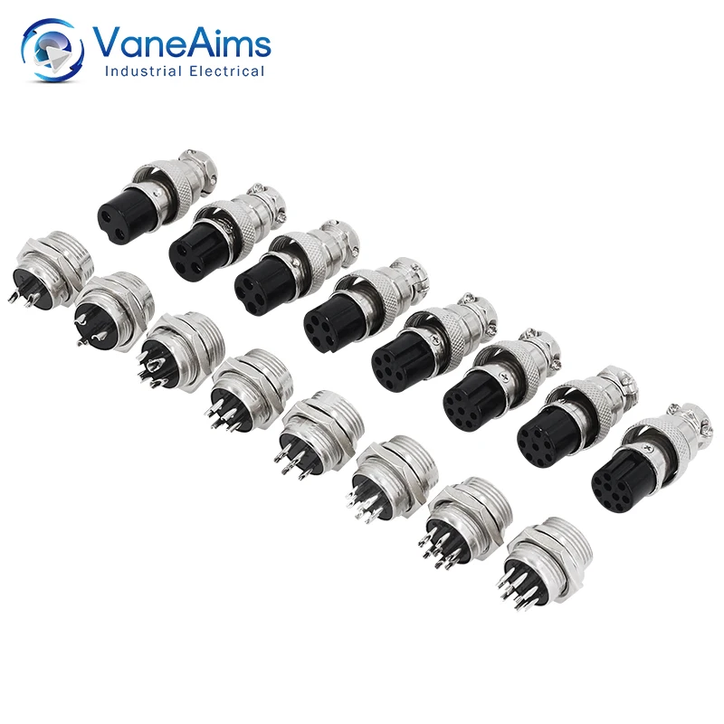 5pcs GX12 GX16 Electrical Cable Connectors 2/3/4/5pin Aviation Plug Socket Fixed Fixing Type Electric Wire Connector Female&male