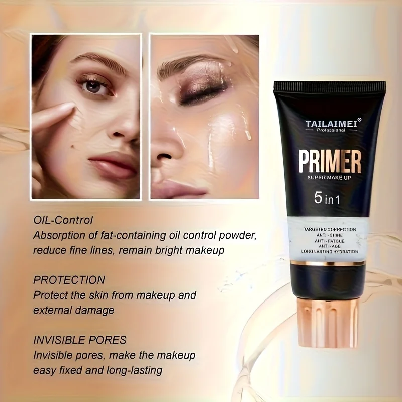 Waterproof Base Transparent Gel Makeup Primer - Full Coverage Matte Foundation With Color Retention, Natural Avocado And Rose Ex image 5