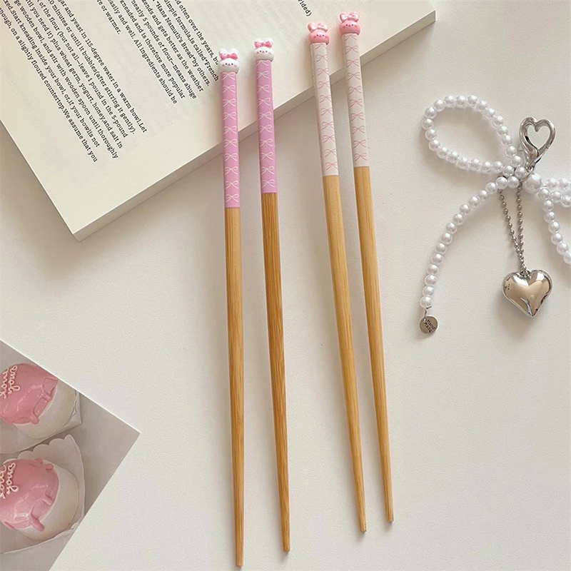Kawaii Bunny Chinese Chopsticks Cute Wooden Korean Style Japanese Sushi Chopstick For Kids Adult Tableware Kitchen Accessories view 6