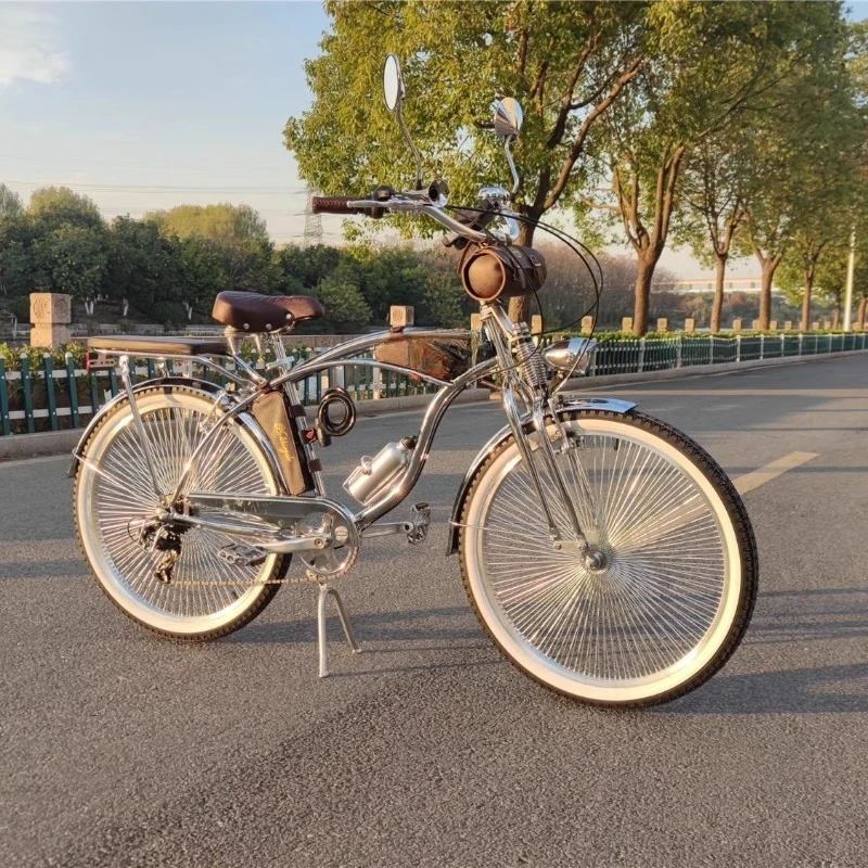 Flash Silver Indian Nostalgic Beach Bike Classic Car Beach Cruiser Bike