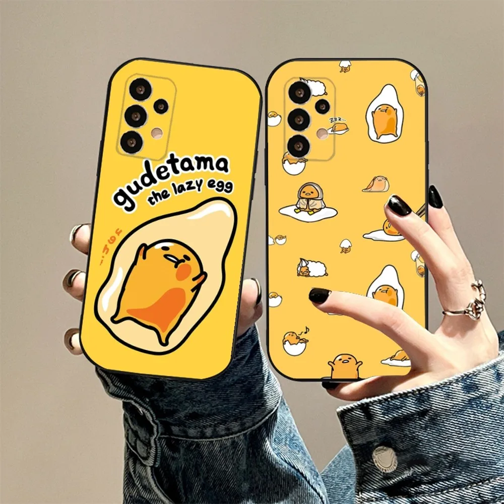 Cartoon G-Gudetama-S Phone Case For Samsung S24,23,23,22,30,21,10,9,Note20 Ultra,Lite,Ultra,5G,Plus,FE,Black Soft Case