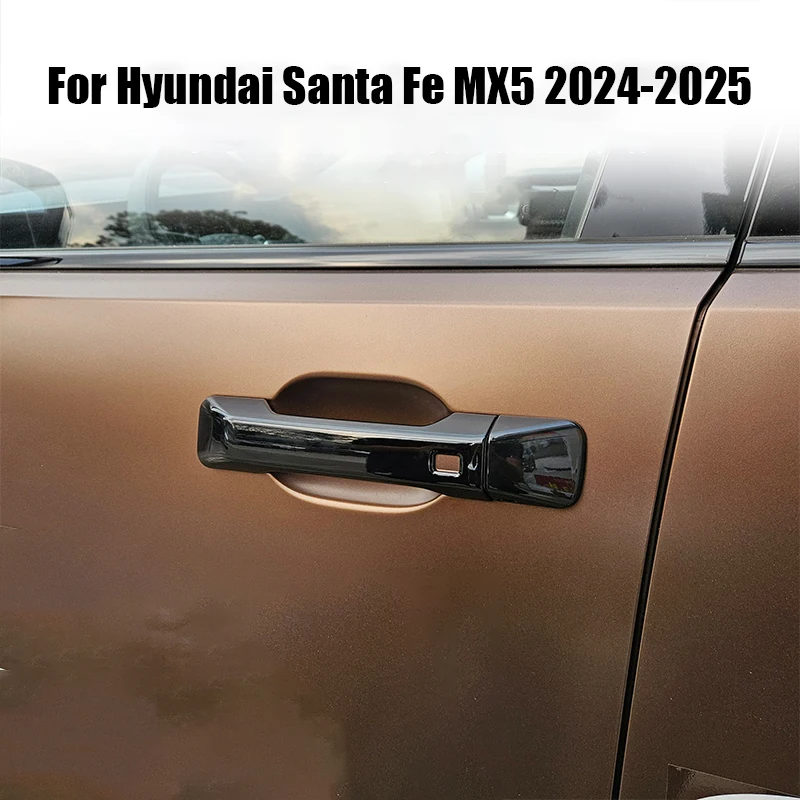 

for Hyundai Santa Fe MX5 2024 2025 Bright black exterior door handle decorative frame ABS material adhesive installation