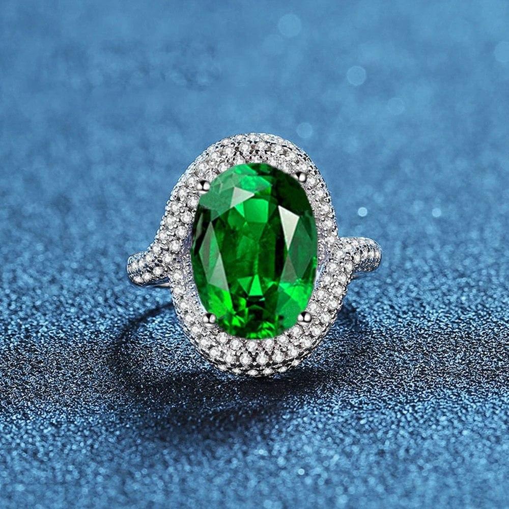 Wong Rain Luxury 100% 925 Sterling Silver 10*14 MM 8CT Oval Cut Sapphire Emerald Ruby Gemstone Wedding Engagement Rings Jewelry