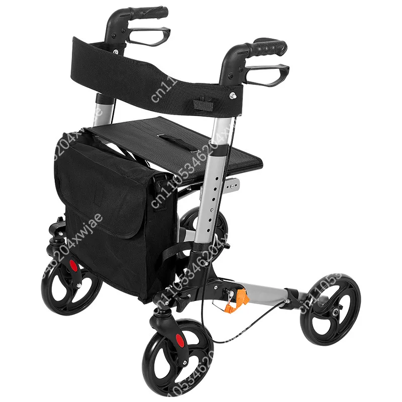 Multifunctional Foldable Elderly Walking Aid Height Adjustable Anti Fall Mobility Walker Auxiliary Walking Cart For Seniors