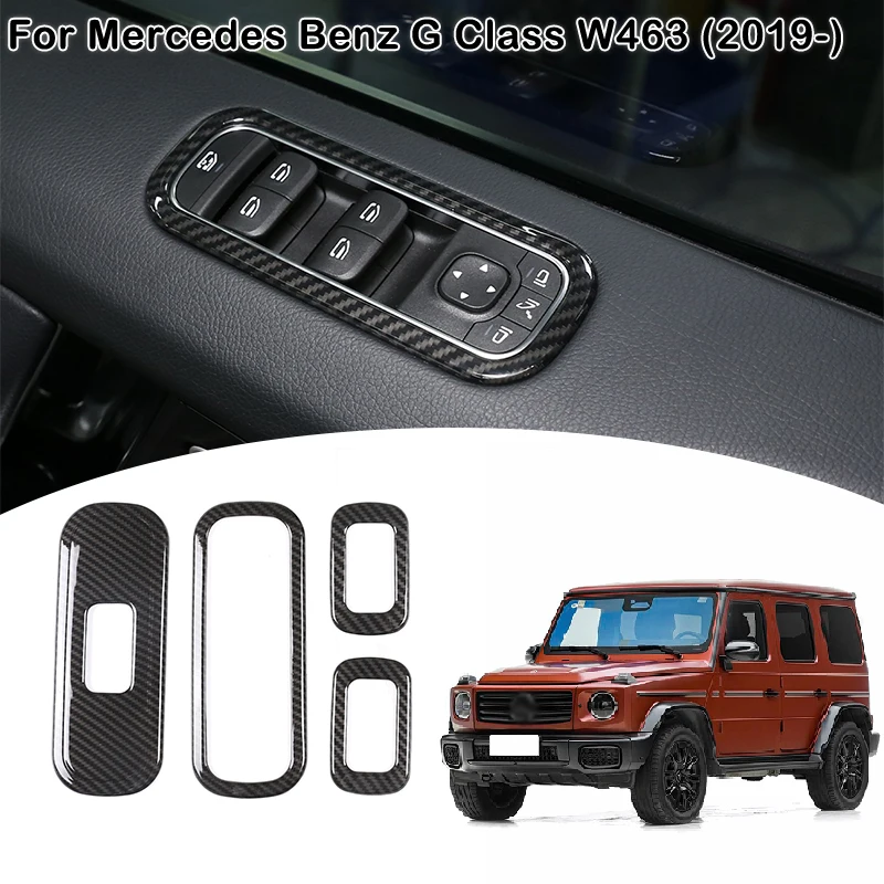 

For Mercedes Benz G Class W463 2019-2024 ABS Carbon Fiber Car Window Lift Switch Button Panel Cover Trim car Interior Accessorie