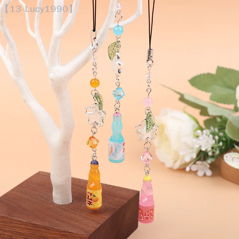 Cute Phone Charm Soda Bottle Y2K Five-pointed Star Beaded Small Pendant Earphone Mobile Phone Chain CCD Camera Chain Handmade