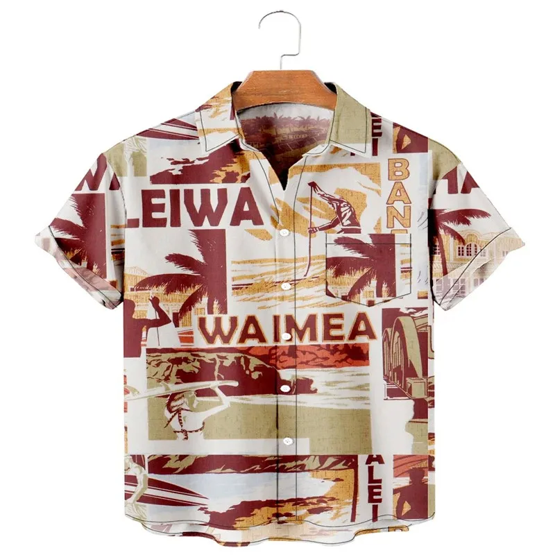 Summer Hawaiian Shirt 3d Print Lapel Kids Short Sleeve Shirts Beach Style Shirt Tops Fashion Children's Boy's Clothing