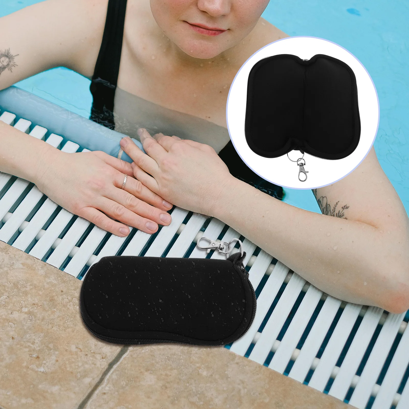 

Чехол для очков для плавания, черный, компактный, водонепроницаемый, защитный, жесткий, для путешествий, для хранения солнцезащитных очков и очков для зрения, чехол для детских очков