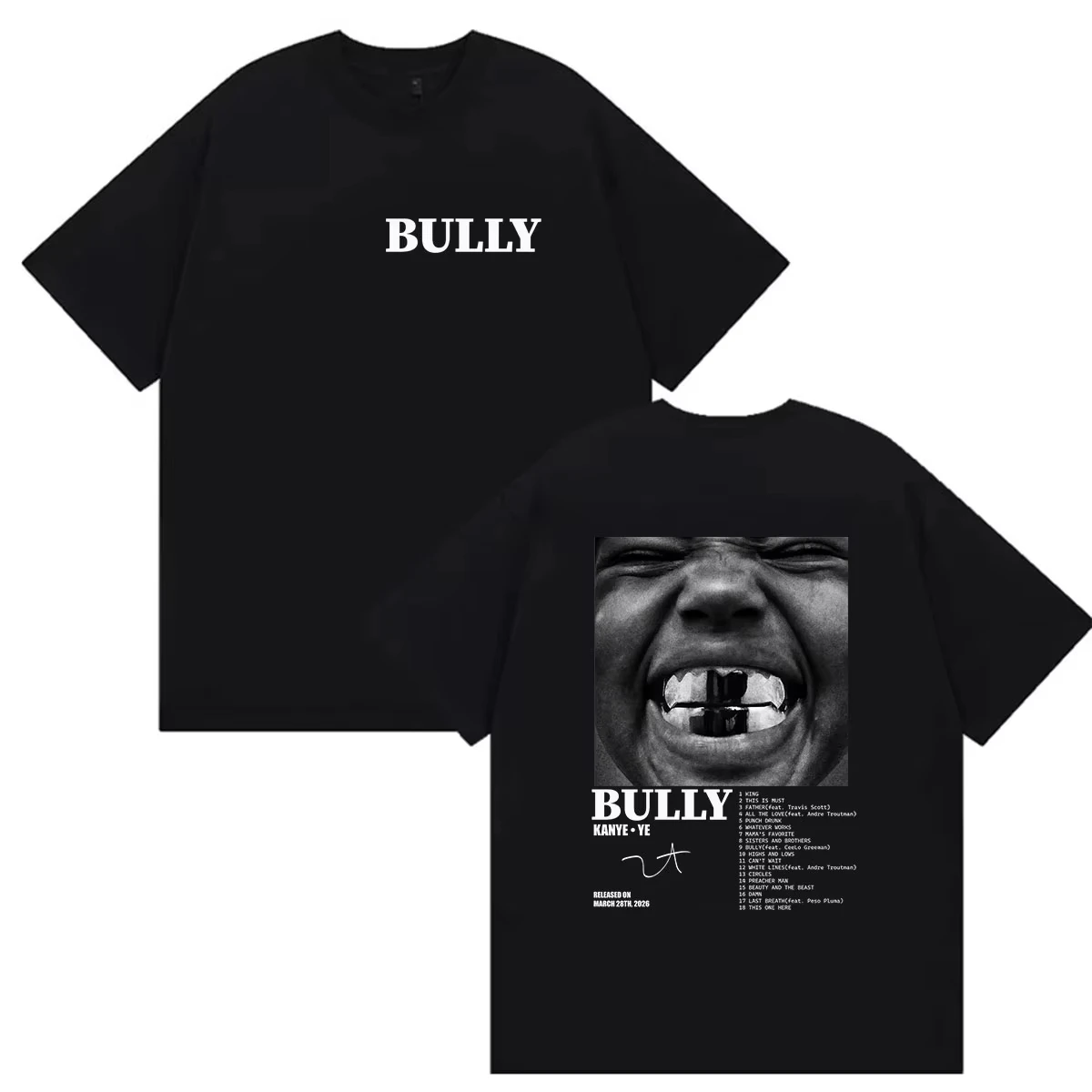 Summer Hot Sale Kanye West Bully Tour 2026 Graphic T Shirt Men Women Vintage Cotton T-shirt Breathable Streetwear Casual Tees