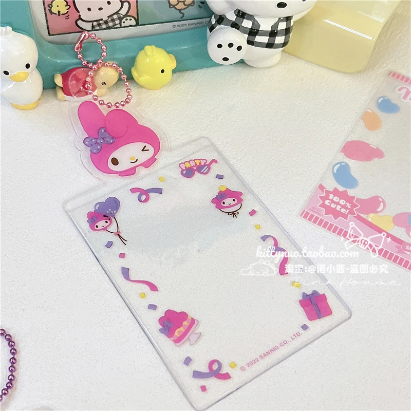 Sanrios Transparent Card Cover Anime Kuromi Melody Cinnamoroll Kpop Photocard Holder Kawaii Id Cards Note Bus Card Storage Bags