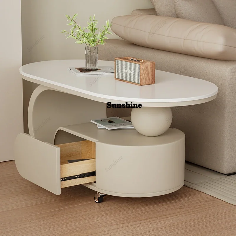 

Classic Trendy Coffee Table On Wheels Neutral Nordic Hidden Storage Coffee Table Simple Mobile Side Table Living Room FurnitureT