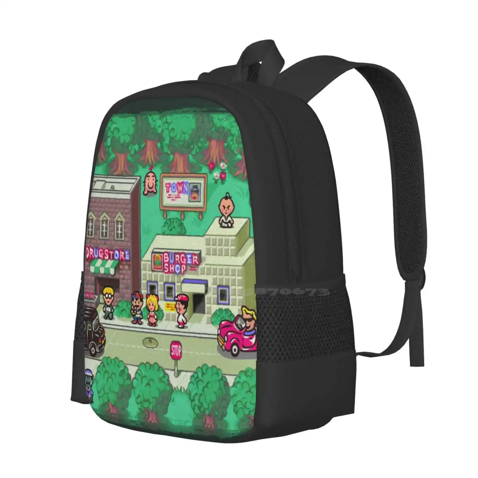 Earthbound Town Hot Sale Schoolbag Backpack Fashion Bags Earthbound Onett Ness Paula Jeff Poo Mr Saturn Mother Snes Retro Video