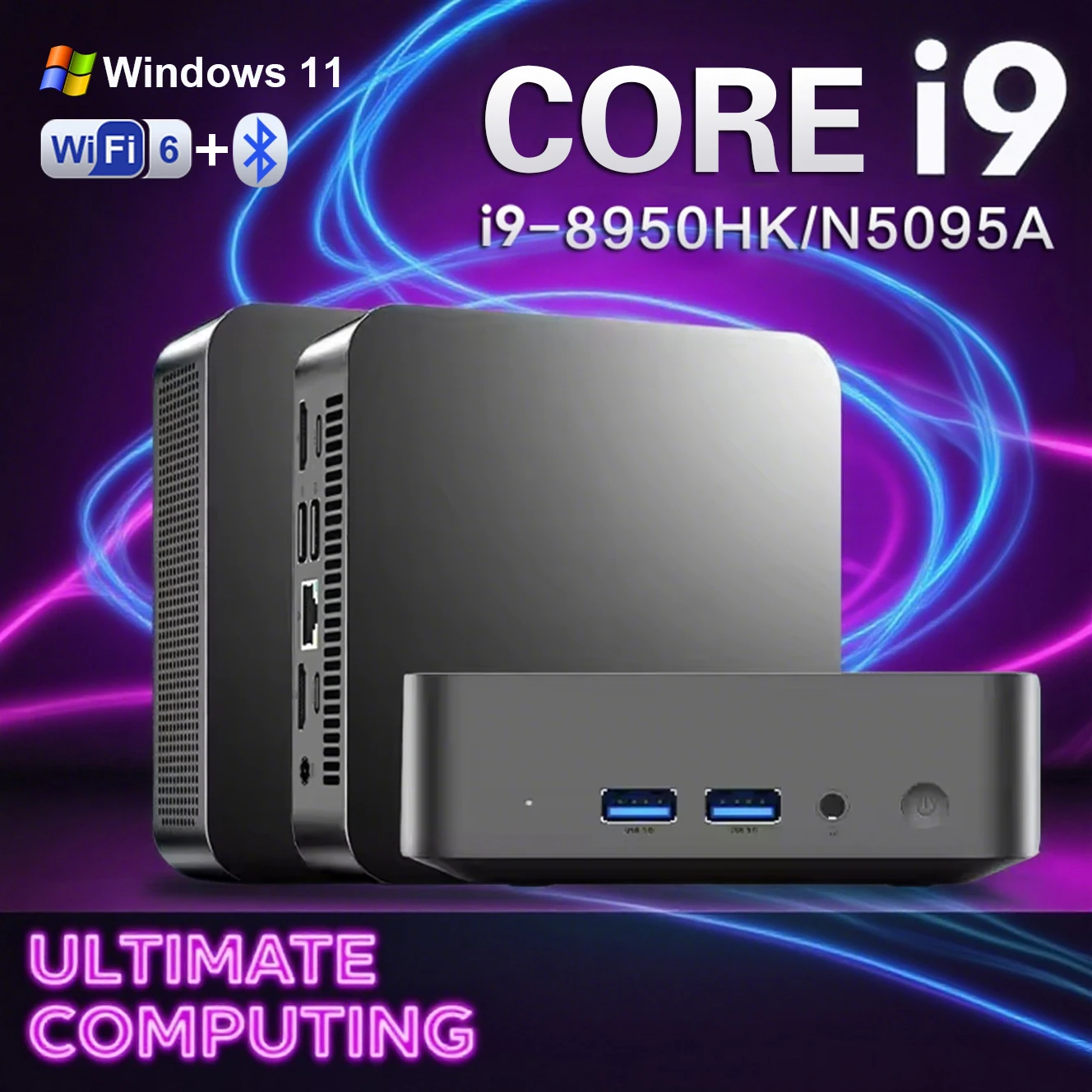 【セール中】ミニPC コンピューター Windows 11 Pro Core i9 8950HK ミニPC ゲーミング 16GB DDR4 1TB/2TB SSD コンピューター 4K 60Hz ミニデスクトップPC ポータブル