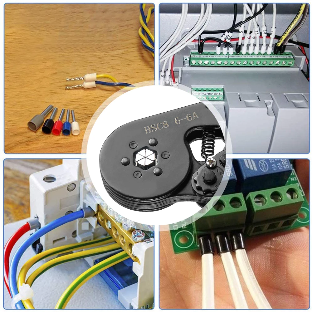 أدوات العقص الطرفية الأنبوبية كماشة كهربائية صغيرة HSC8 6-4 0.25-10mm2 23-7AWG 6-6 0.25-6mm2 أداة العقص المشبك مجموعات