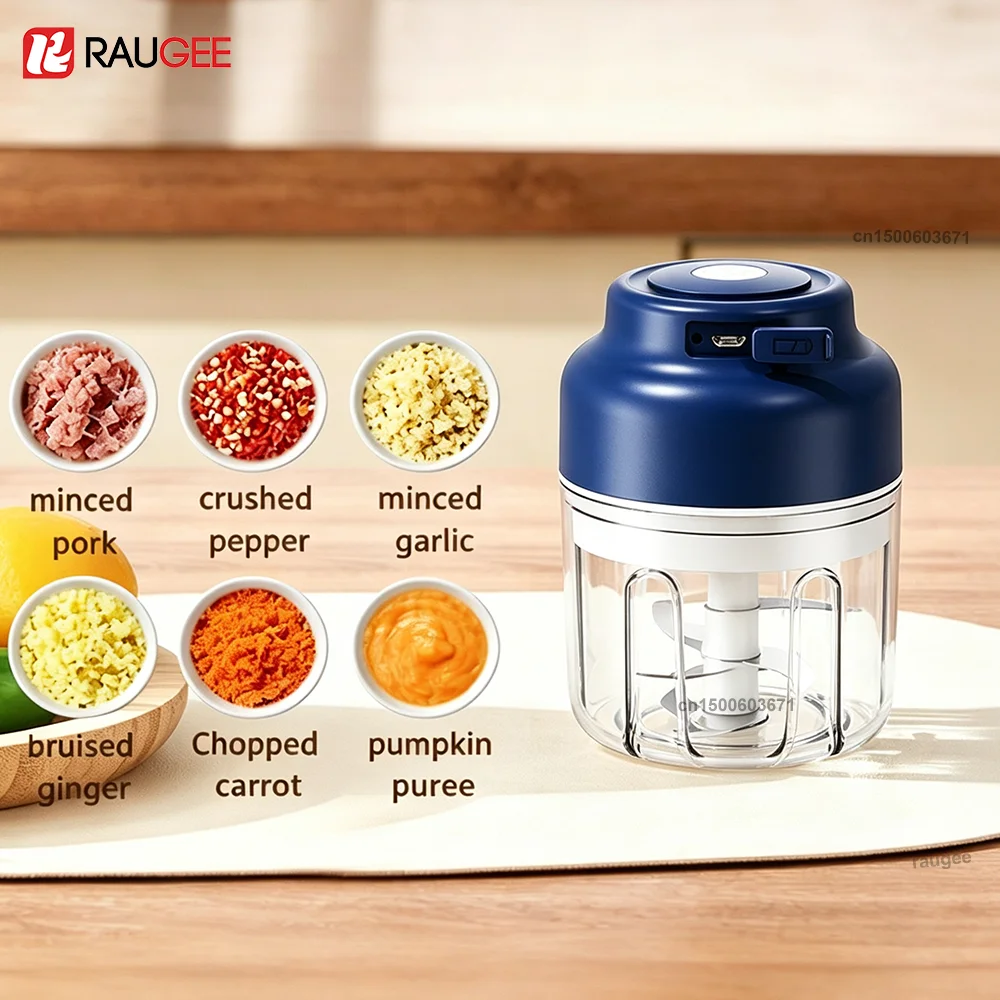 Electric Garlic Chopper Mini Food Processor Meat Grinder Wireless Vegetable Garlic Masher Cutter 320ml USB Rechargeable Chopper