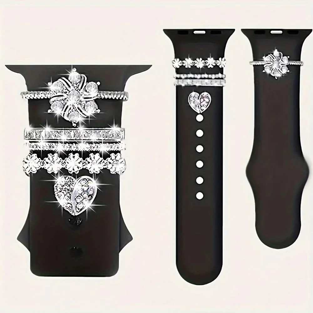 1 set of fashionable flower element design smart watch accessories, suitable for decorating multiple smart watch straps