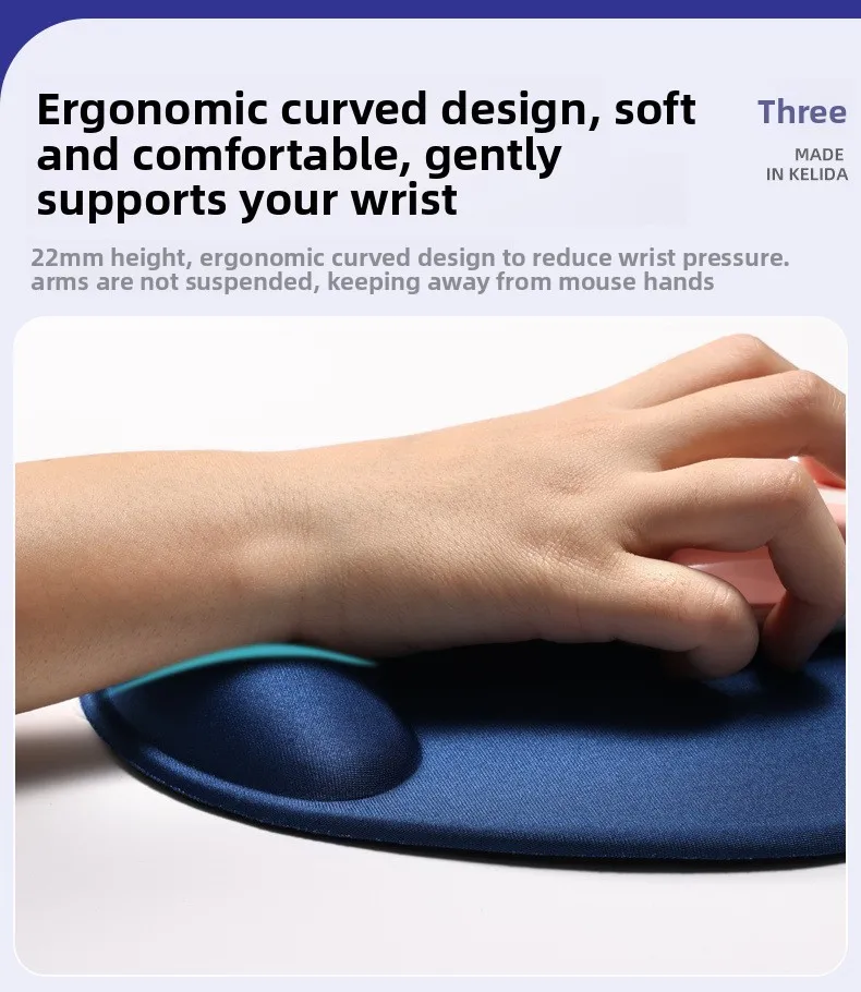 Einfache, dicke Mausunterlage mit Handgelenkauflage, weiche, bequeme, ergonomische Schreibtischunterlage für Büro und Gaming, 5 Farben – Detail 2